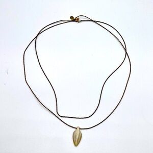Akola Double Stand Long Necklace with Ivory Pendant